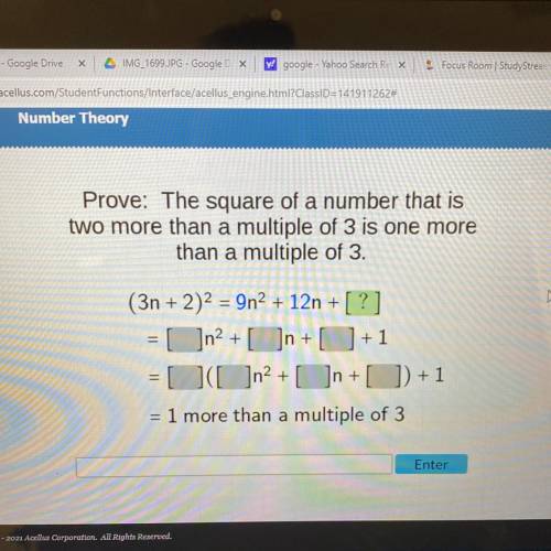 Prove: The square of a number that is

two more than a multiple of 3 is one more
than a multiple o