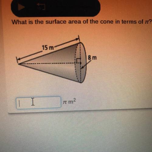 What is the surface area of the cone in terms of r?
15 m
8 m