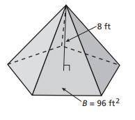 Find the Volume of the pyramid. Round your answer to the nearest tenth, if necessary.