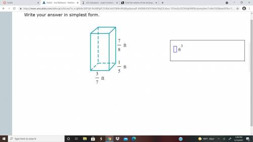 Find the volume of the rectangular prism.Write your answer in simplest form.
