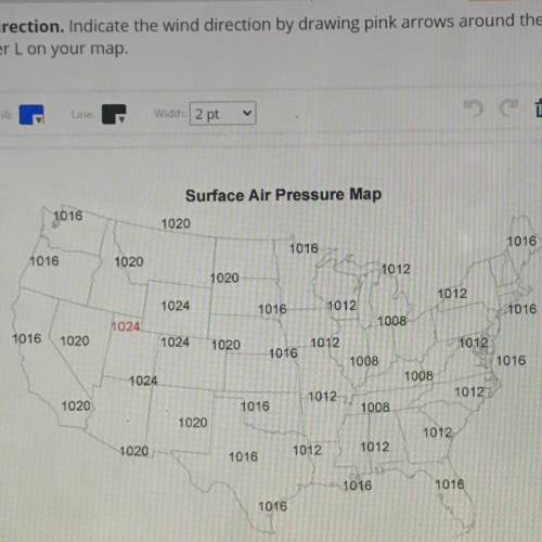 ? Question

This map shows the surface air pressure across the United States. The units are rounde