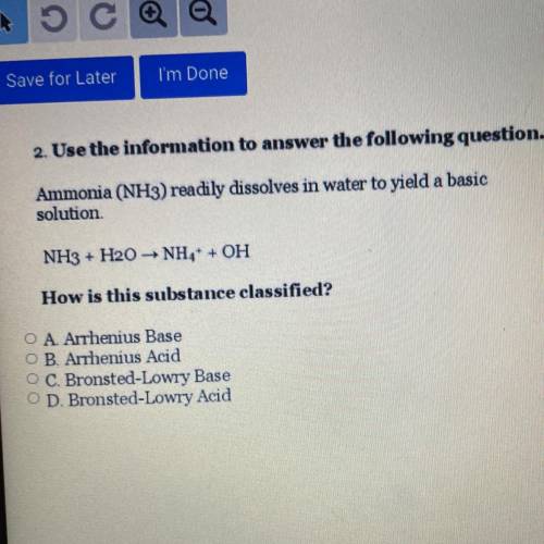 2. Use the information to answer the following question.

Ammonia (NH3) readily dissolves in water