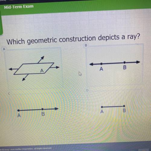 Which geometric construction depicts a ray?