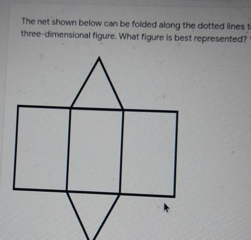 10 points The net shown below can be folded along the dotted lines to make a three-dimensional figu