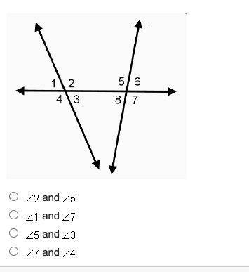 In the diagram, which pair of angles are alternate interior angles?