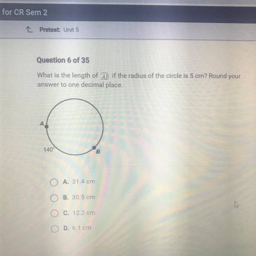 What is the length of AB if the radius of the circle is 5 cm? Round your

answer to one decimal pl