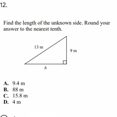 Find the length of the unknown side. Round your answer to the nearest tenth.