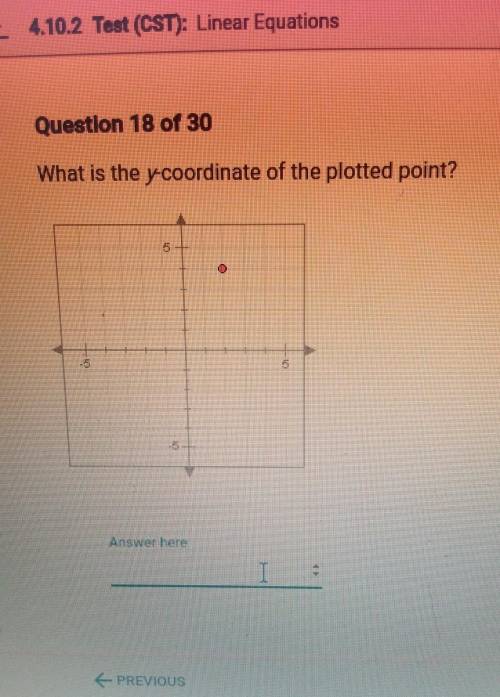 L 4.10.2 Test (CST): Linear Equations Question 18 of 30 What is the y coordinate of the plotted poi