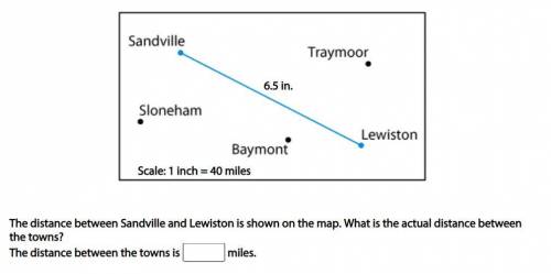 the distance between sandville and lewiston is shown on the map what is actual distance between the