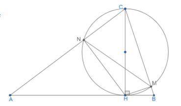 CH is an altitude of the triangle ABC, m∠A = 40°, m∠B = 68°. The circle with the diameter CH inters