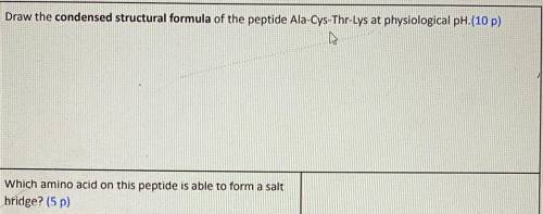 Help on this question please!

Draw the condensed structural formula of the peptide Ala-Cys-Thr-Ly