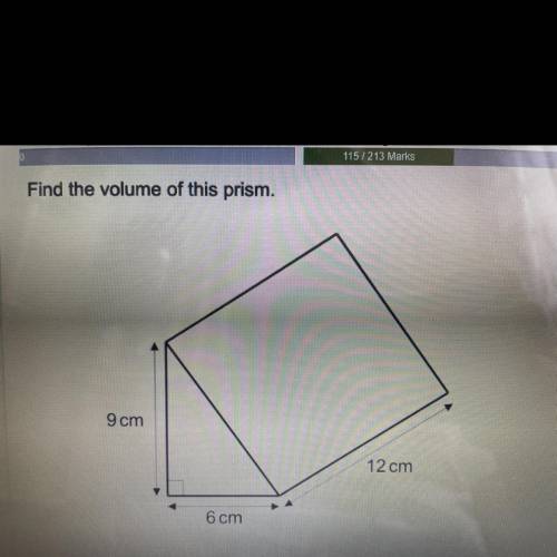 Find the volume of this prism.
9 cm
12 cm
6 cm
Help pls