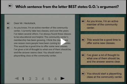 Which sentence from the letter BEST states G.O.'s argument