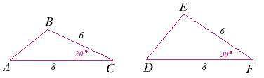 If angles A and D have an equal measure, what is the relationship between angles B and E?

B >