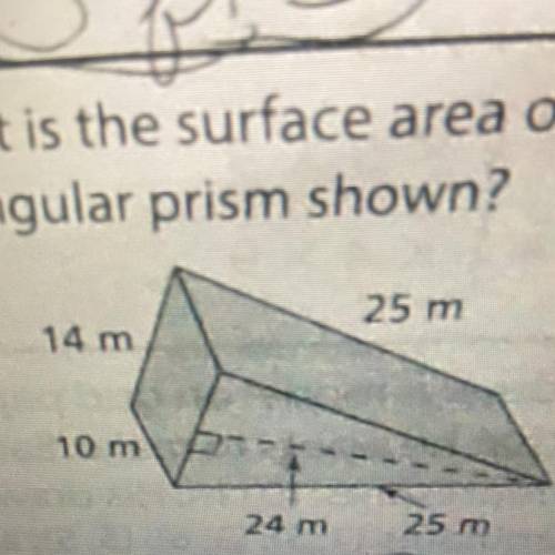 ￼what is the surface area of triangular prism shown?