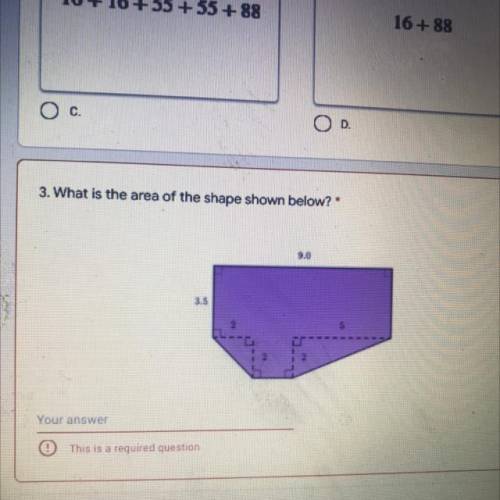 What is the area of the shape below ?