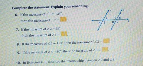 Complete the statement. Explain your reasoning.Plz Help ​