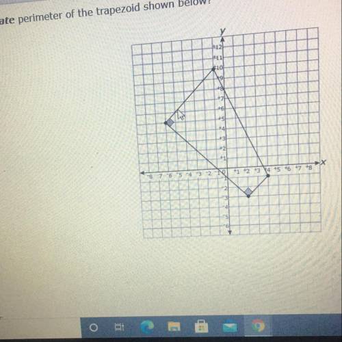 What is the approximate perimeter of the trapezoid shown below??

A.33 units 
B.43units 
C.113 uni