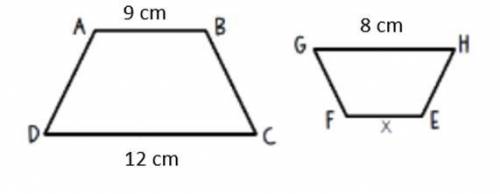 The two trapezoids below are similar. What is the length of EF?