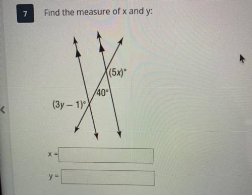 Find the measure of x and y: