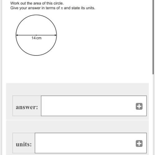 Work out the area of this circle. Give your answer in terms of pie and state it’s units.