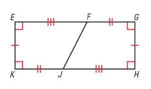 Which is not a pair of congruent sides in the diagram below?

EF and JH
EK and GH
KJ and JH
KJ and