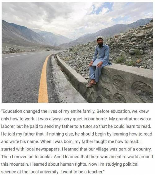 Write a fully developed essay response... The photo and interview below come from Pakistan where ed
