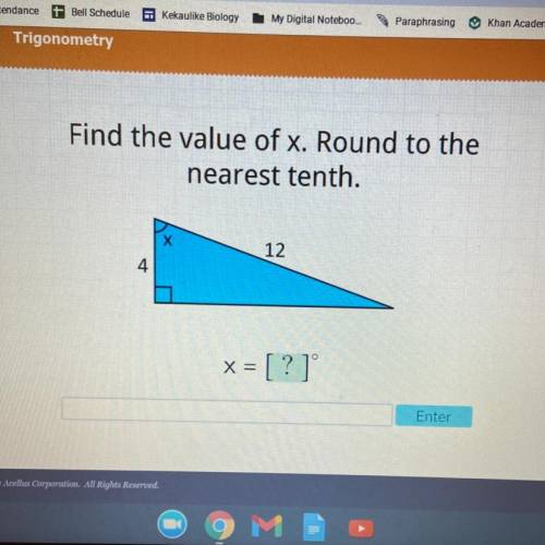 PLEASE HELP ASAP 
find the value of x. round to the nearest tenth.