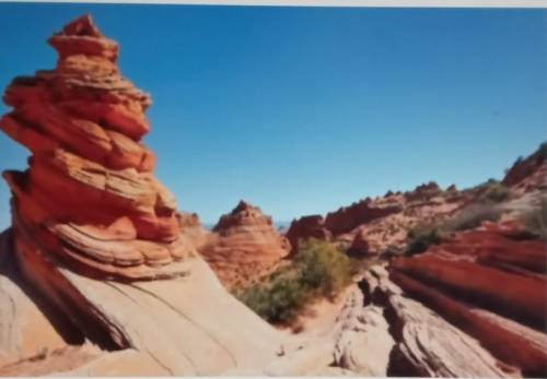 Study the photo of the rock formation below. Many features found in South Coyote Buttes have this s