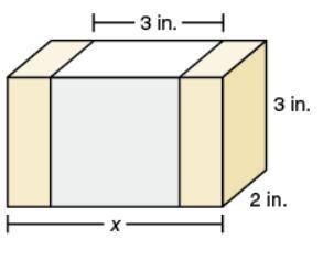 The box is laid on its side and the white label covers 60% of the lateral surface area of the box.