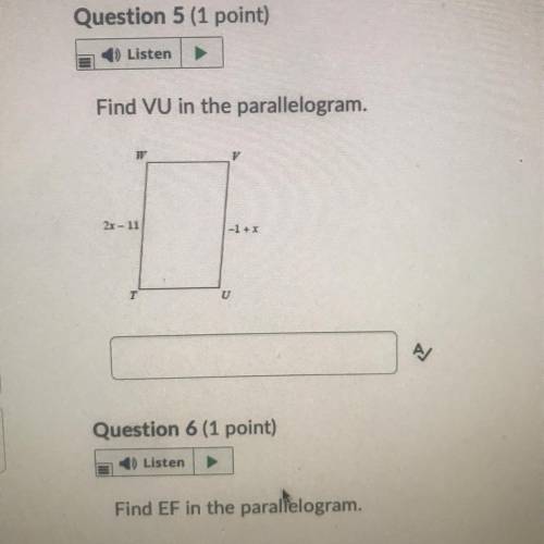 Find VU in the parallelogram