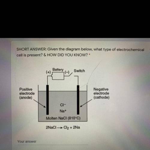 SHORT ANSWER: Given the diagram below, what type of electrochemical

cell is present? & HOW DI