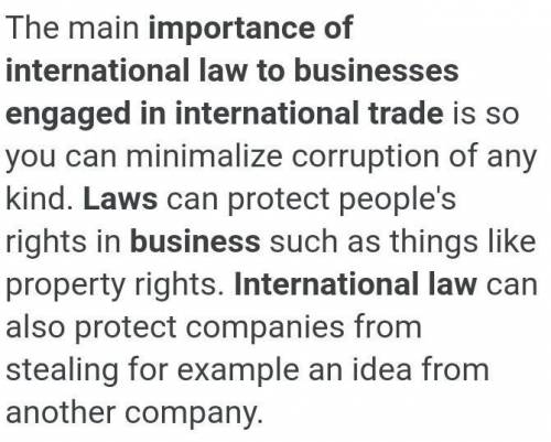 What is the importance of international law to businesses engaged in international trade?
