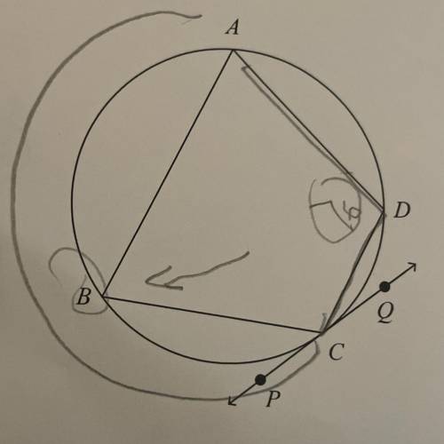 In the circle, m(arc AD) = 94 , and m
find m(arc abc)