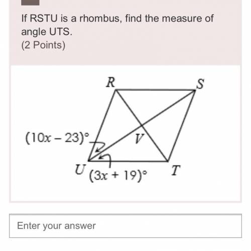 If rstu is a rhombus, find the measure of angle uts