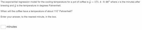 The exponential regression model for the cooling temperature for a pot of coffee is yˆ=171.4⋅0.98x