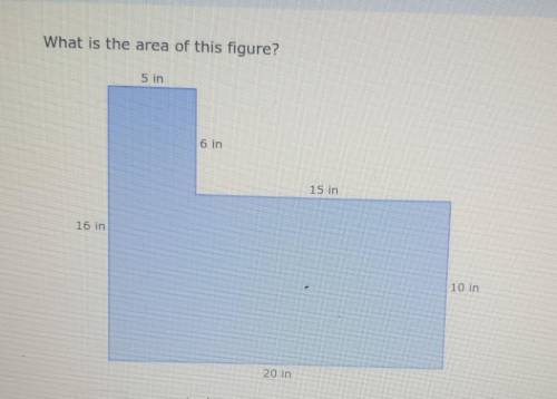 What is the area of this figure? 5 in 6 in 15 in 16 in 10 in 20 in​