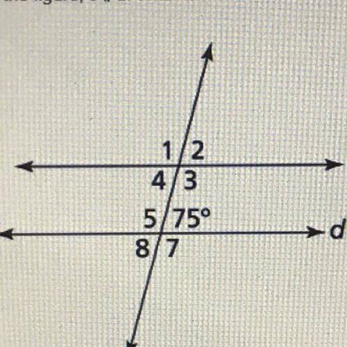 In the figure, c || d. what are the measures of angle 1 and angle 2?