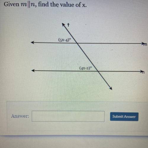 Given m||n, find the value of x , please help me I don't understand , I'm stressed lol