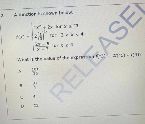 What is the value of the expression f(-3) + 2f(-1) - f(4)?

Please show your work and I’ll mark br