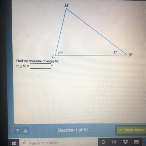 Find the measurement of Angle M.