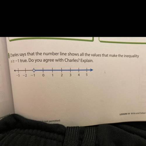 Charles says that the number line shows all the values that make the inequality

n2-1 true. Do you