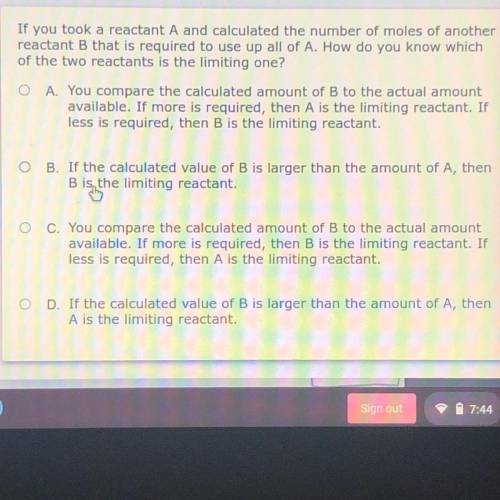 If you took a reactant A and calculated the number of moles of another

reactant B that is require