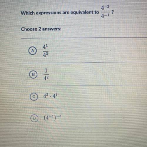 Which expressions are equivalent to 4-3 over 4-1
