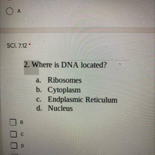 Please help this is a 7th grade science problem multiple choice