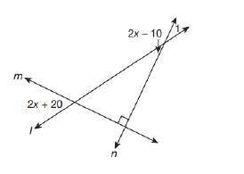 In the figure below, lines l, m, and n intersect to form the angles shown.

What is the measure, i