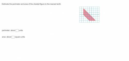 Estimate the perimeter and area of the shaded figure to the nearest tenth.

perimeter: about ? uni