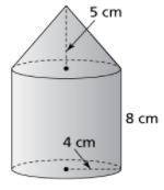 Use the figure below. What is the surface area of the visible portion of the composite figure? Expr