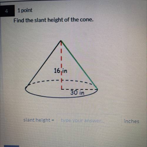 Find the slat height of the cone