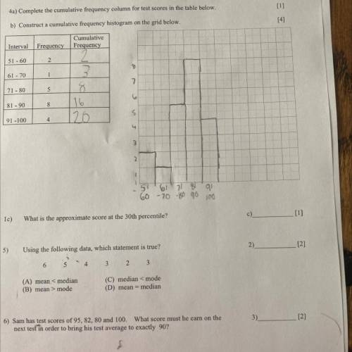 Need help with 1c 5) and 6)